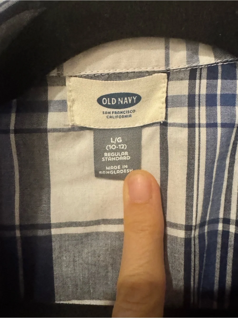 Old Navy Blue, White & Gray Plaid Button-Down Shirt - Kids
